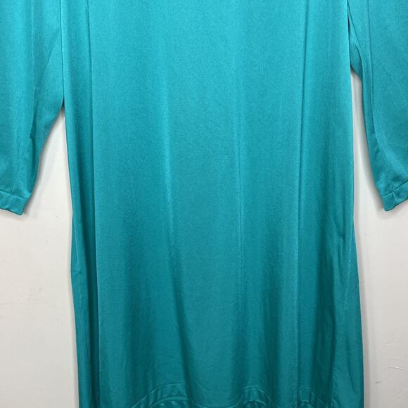 SHADOWLINE size L Nightgown Long Sleeves Machine Embroidered Neckline GREEN USA - Picture 13 of 16